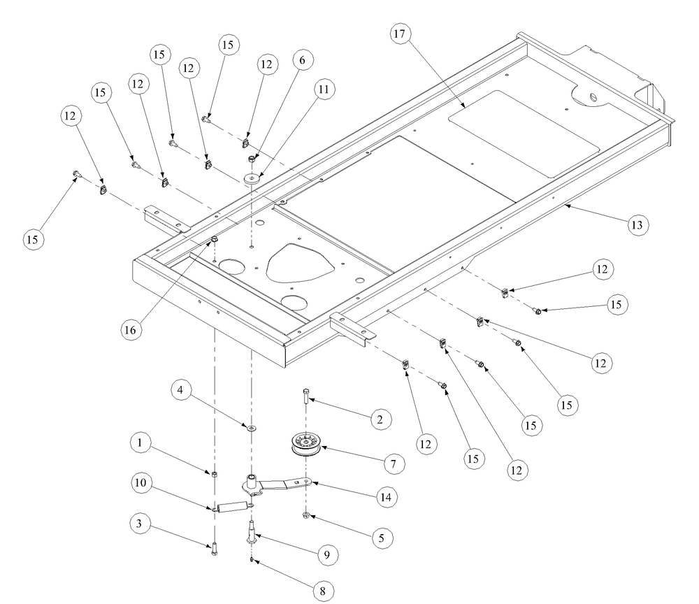 Frame Assembly Diagram and Parts List for Z-FORCE15 53AA5D2L100 Cub Cadet Lawn Tractor